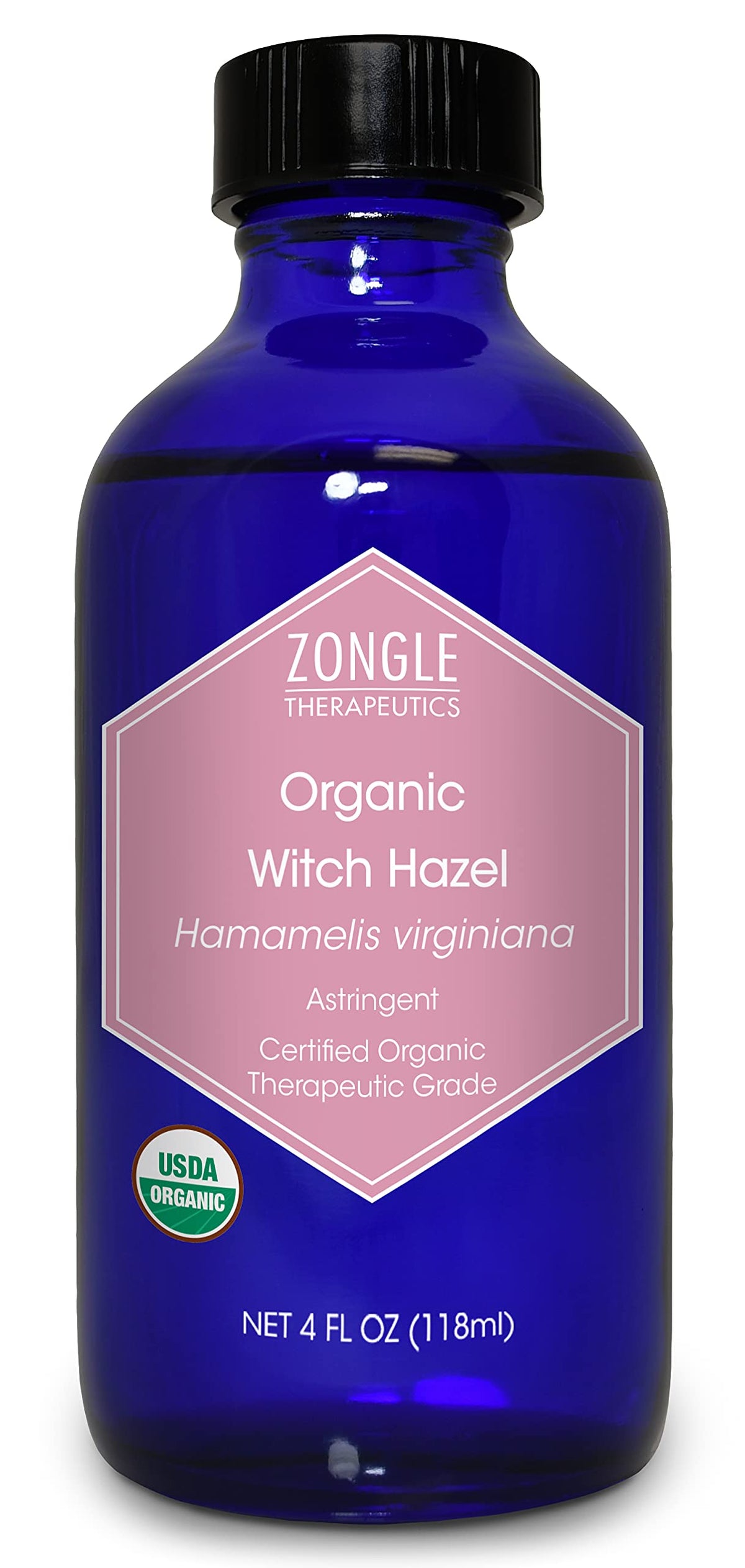Zongle Therapeutics front label on 4 oz bottle showing organic certification and purity
