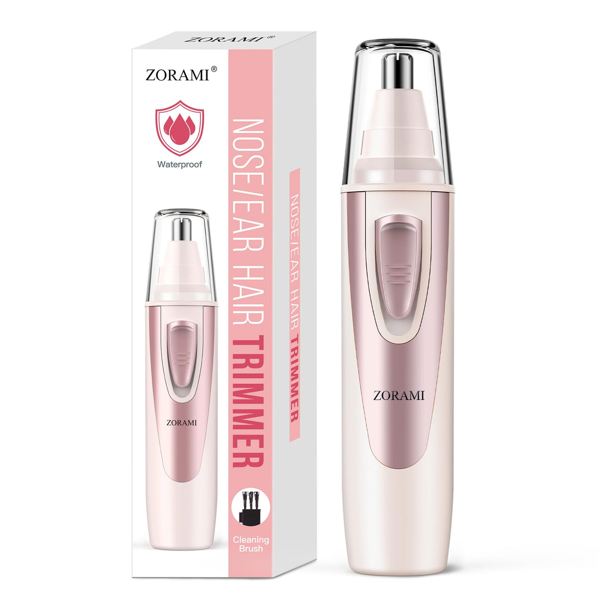 ZORAMI front view rose pink trimmer showing compact ergonomic design and easy use