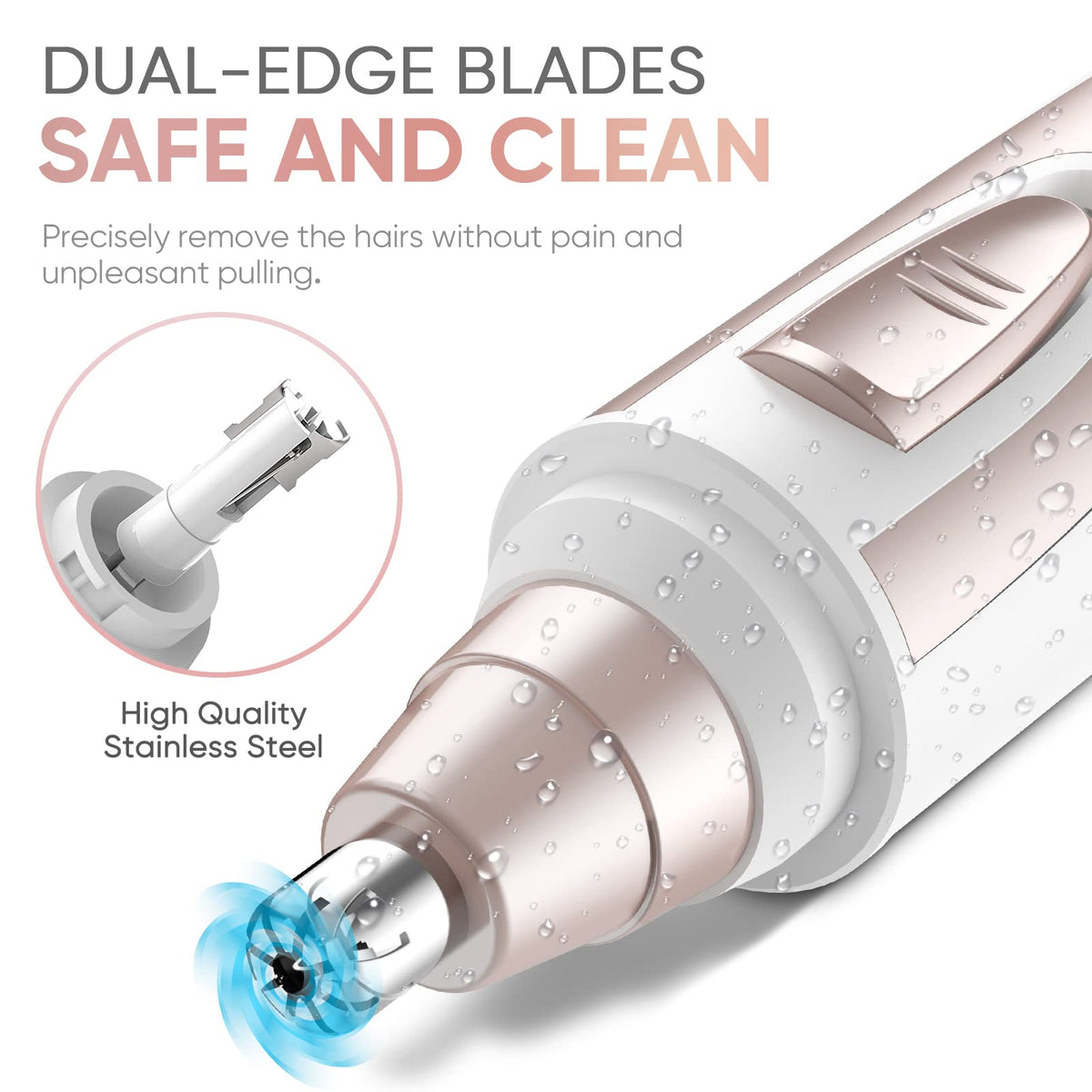 ZORAMI trimmer in use trimming nose hair, provides comfortable grooming benefit