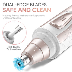 ZORAMI trimmer in use trimming nose hair, provides comfortable grooming benefit