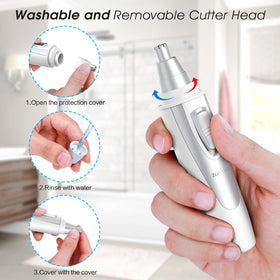 ZORAMI trimming nose hair showing gentle, painless grooming benefit