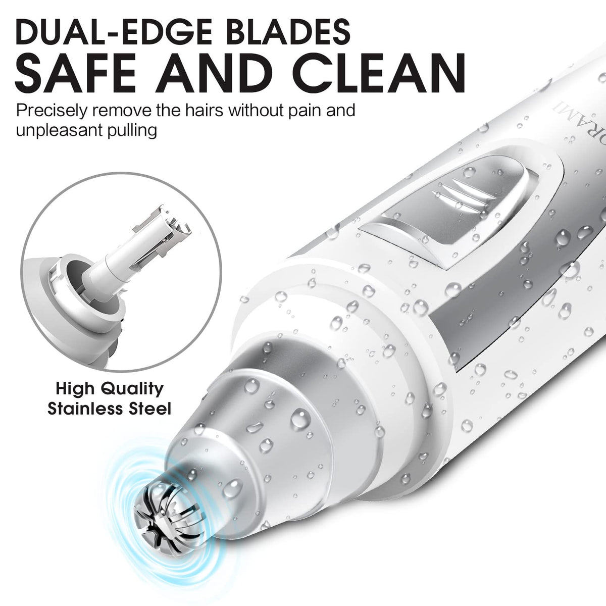 ZORAMI washable head under running water showing easy cleaning benefit