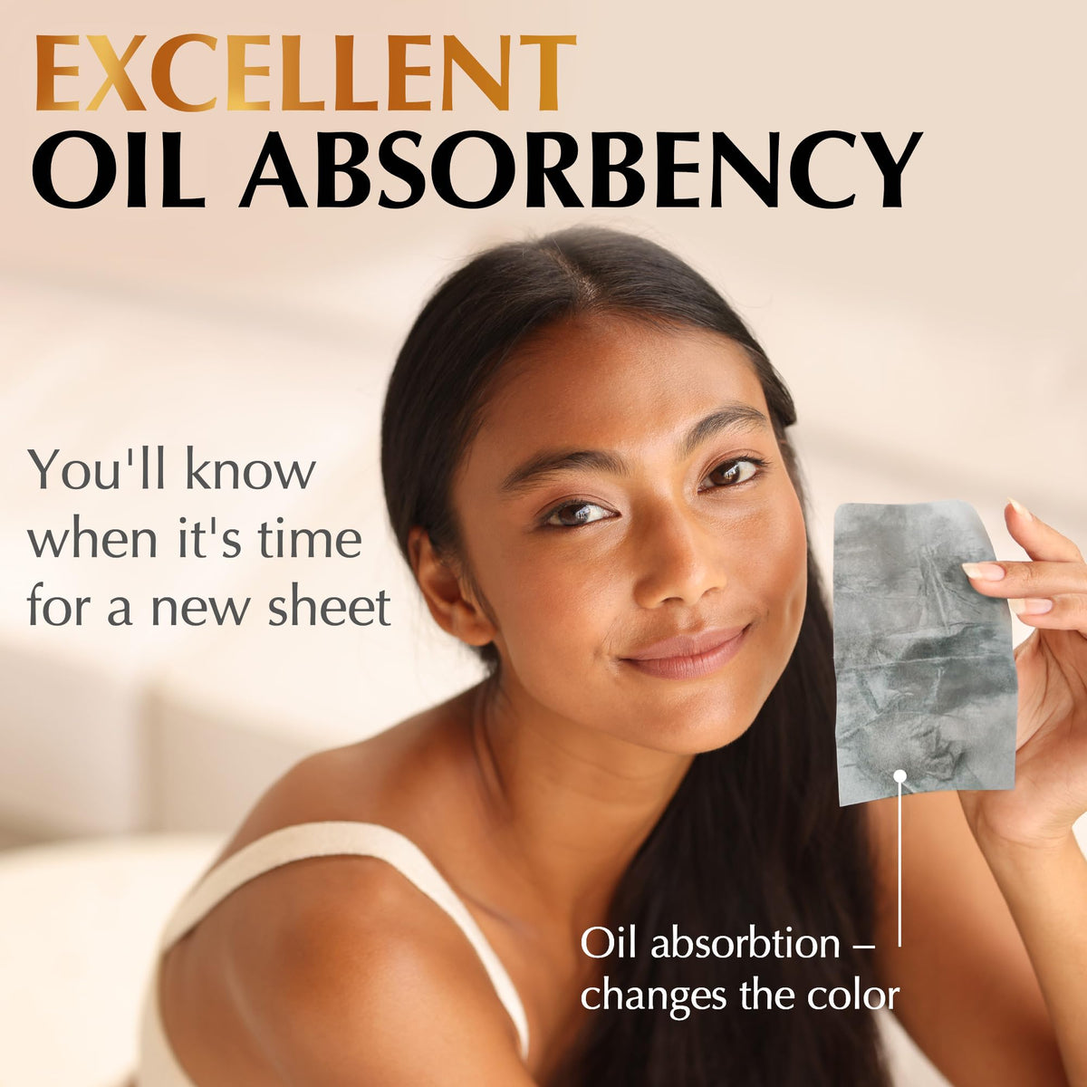 ZOROM'S bamboo charcoal infusion detail emphasizing stronger oil absorption