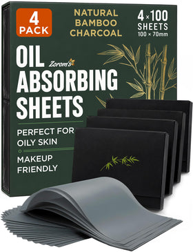ZOROM'S front packaging showing four compact blotting packs for travel convenience