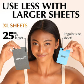 ZOROM'S close-up of sheet texture showing soft pulp and absorbency