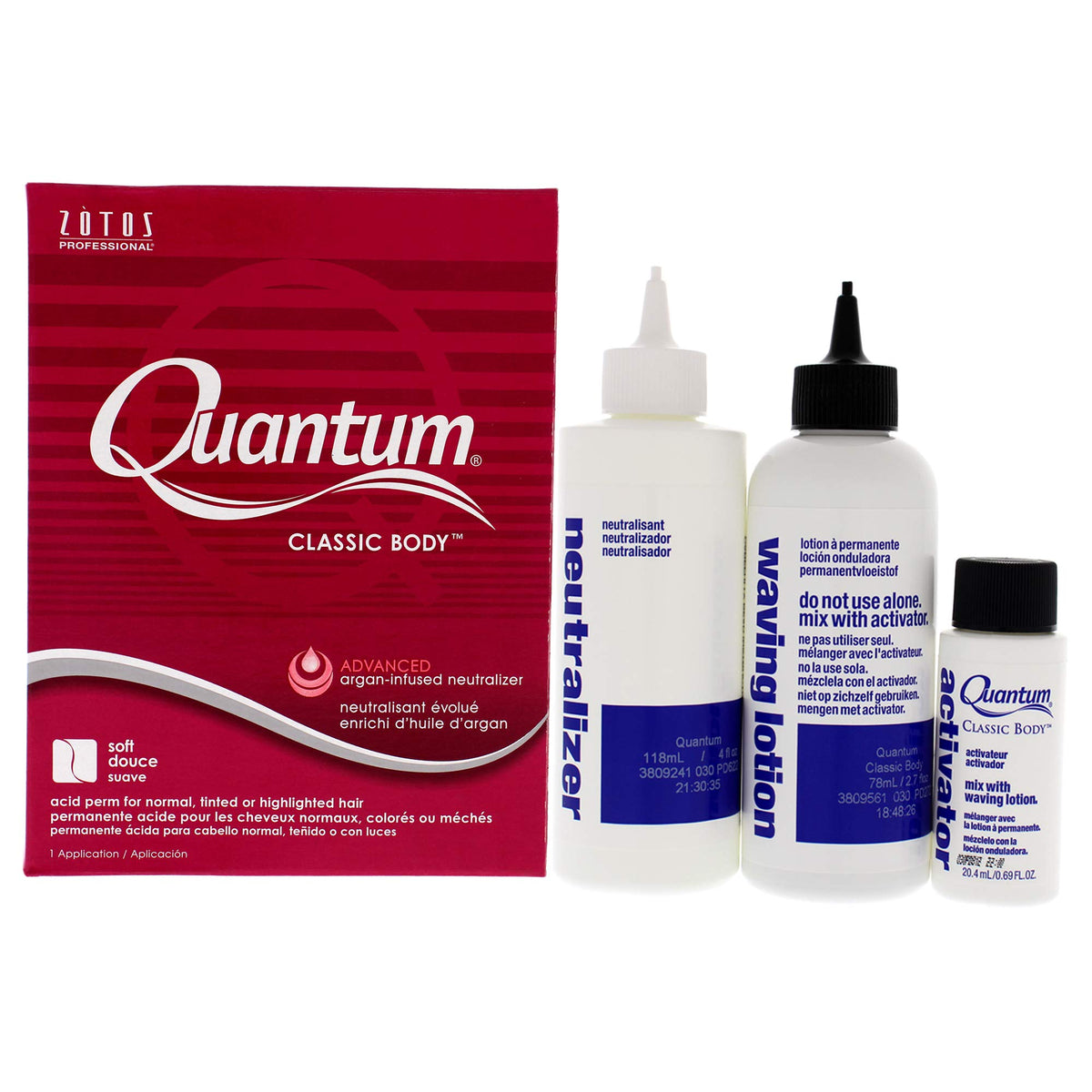 Zotos product front packaging showing kit components and professional benefits