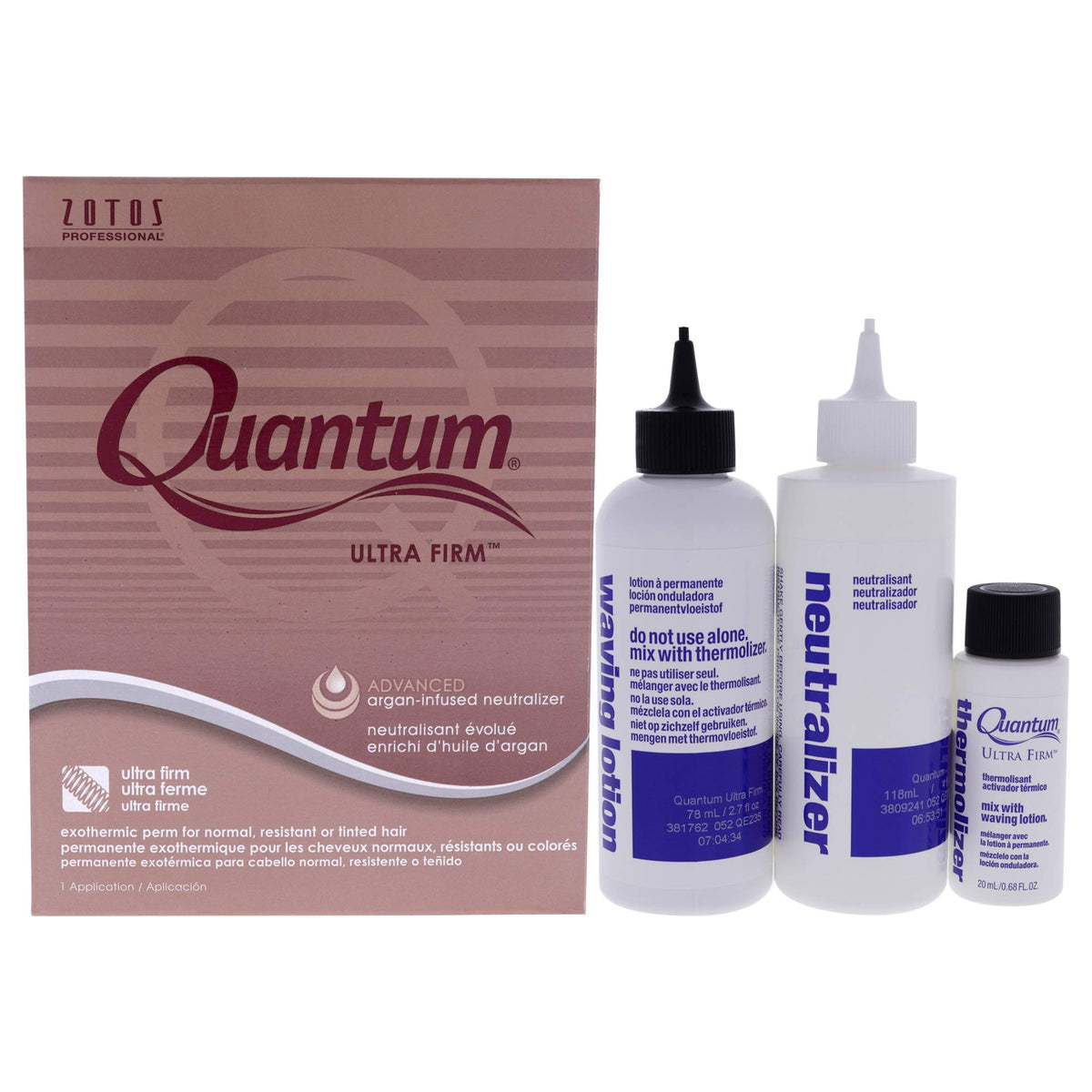 Zotos Quantum Ultra Firm front packaging showing product box and benefits