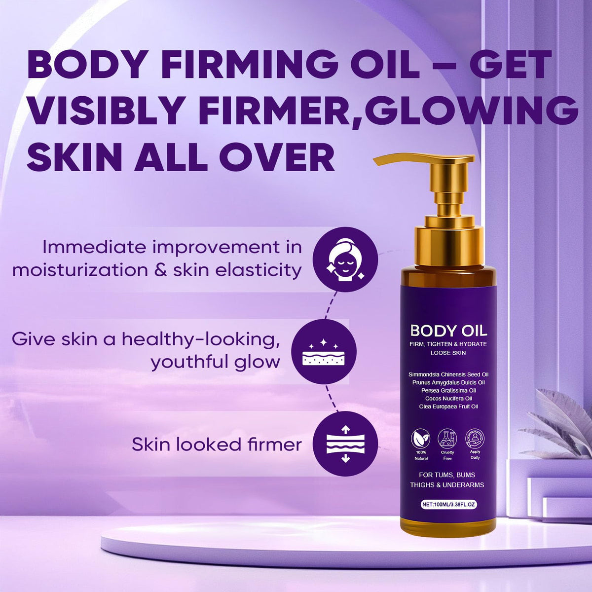 Zotreval application on thigh being massaged to improve circulation and firmness