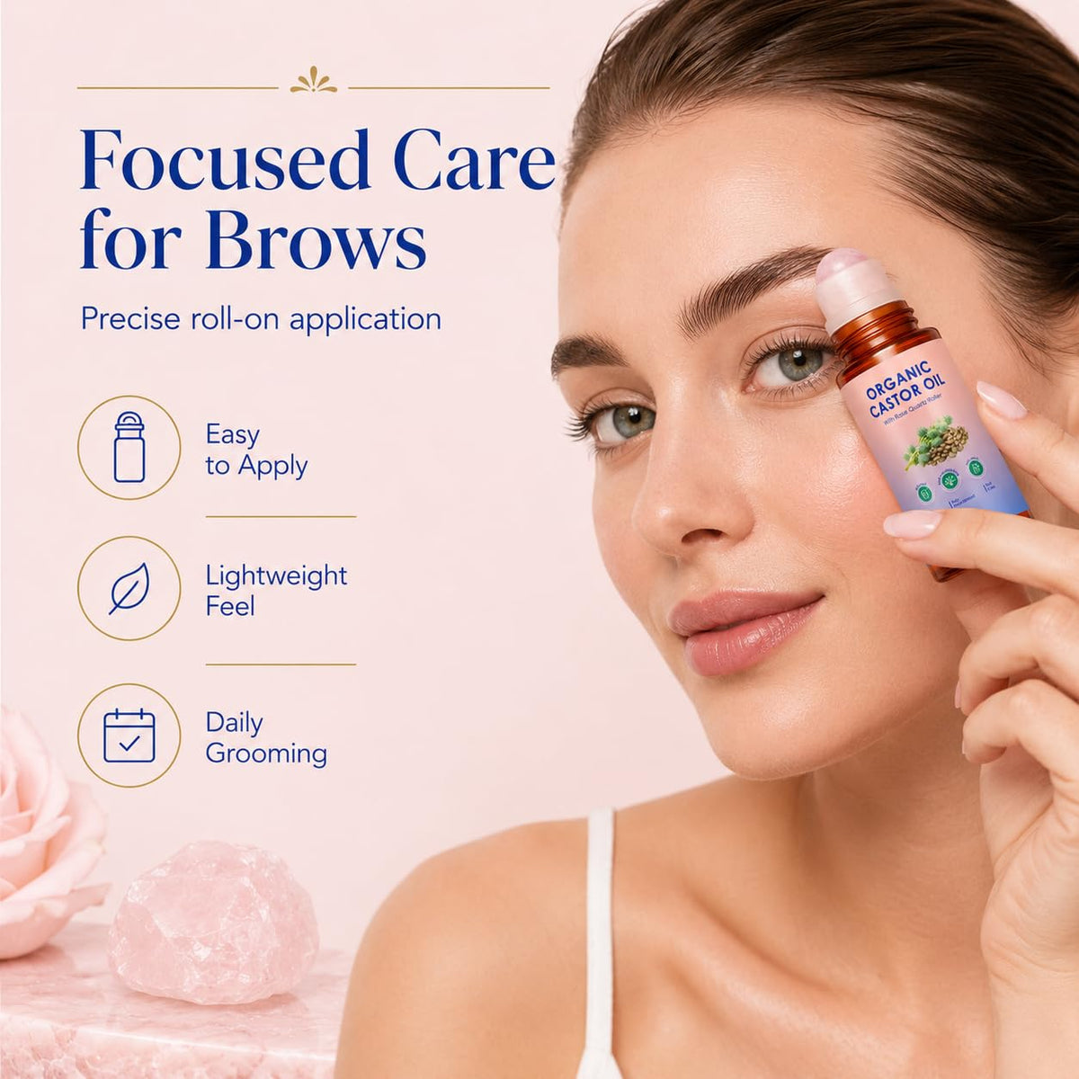 Zotreval rolling along brows and lashes for targeted nourishment