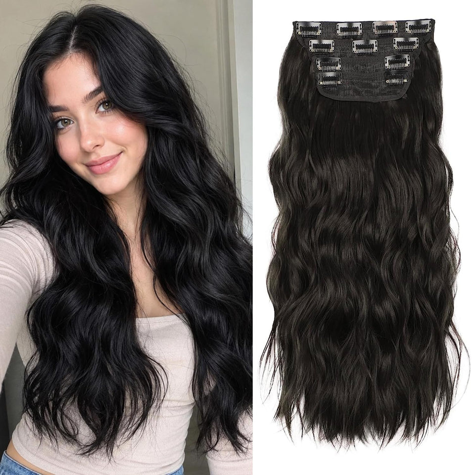 ZQIAN BEAUTY front packaging showing 20 inch black curly clip-in set for instant volume