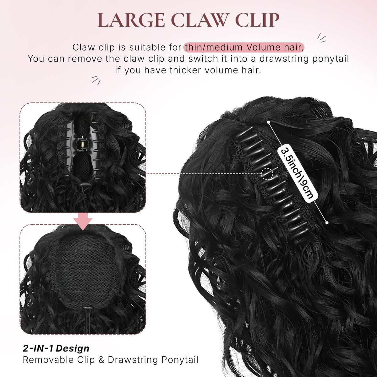ZQIAN BEAUTY model wearing low ponytail extension for instant volume and length