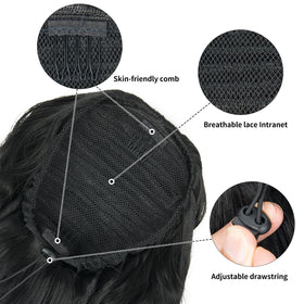 zqian beauty close-up of wavy synthetic texture showing natural-looking volume