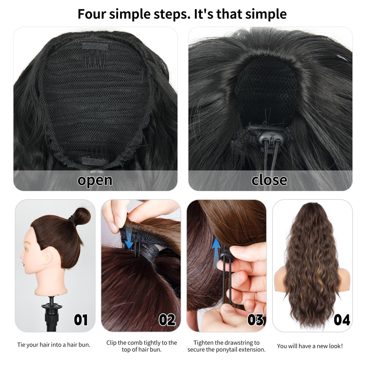 zqian beauty ponytail next to ruler showing true 26 inch length and scale