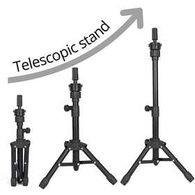 ZQIAN BEAUTY tripod on tabletop with ruler showing scale and portability