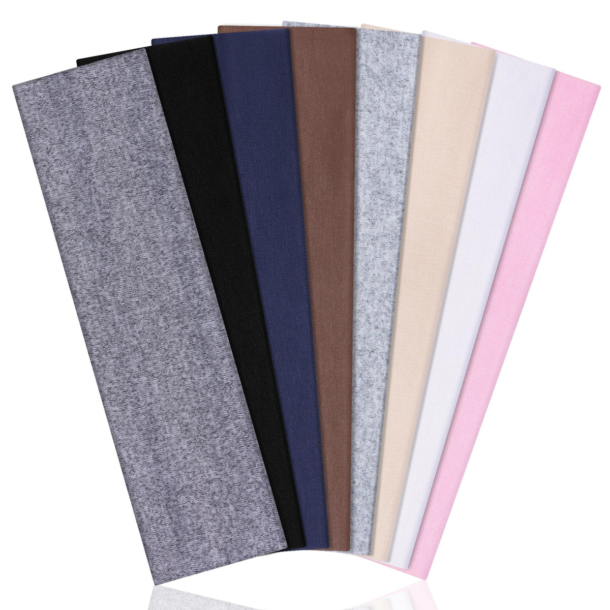 Ztomine front view of eight-pack headbands showing colors and packaging, versatile wear