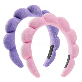 Ztomine front view of pink and purple headbands showing color and shape for convenience