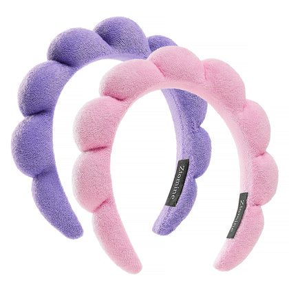 Ztomine front view of pink and purple headbands showing color and shape for convenience