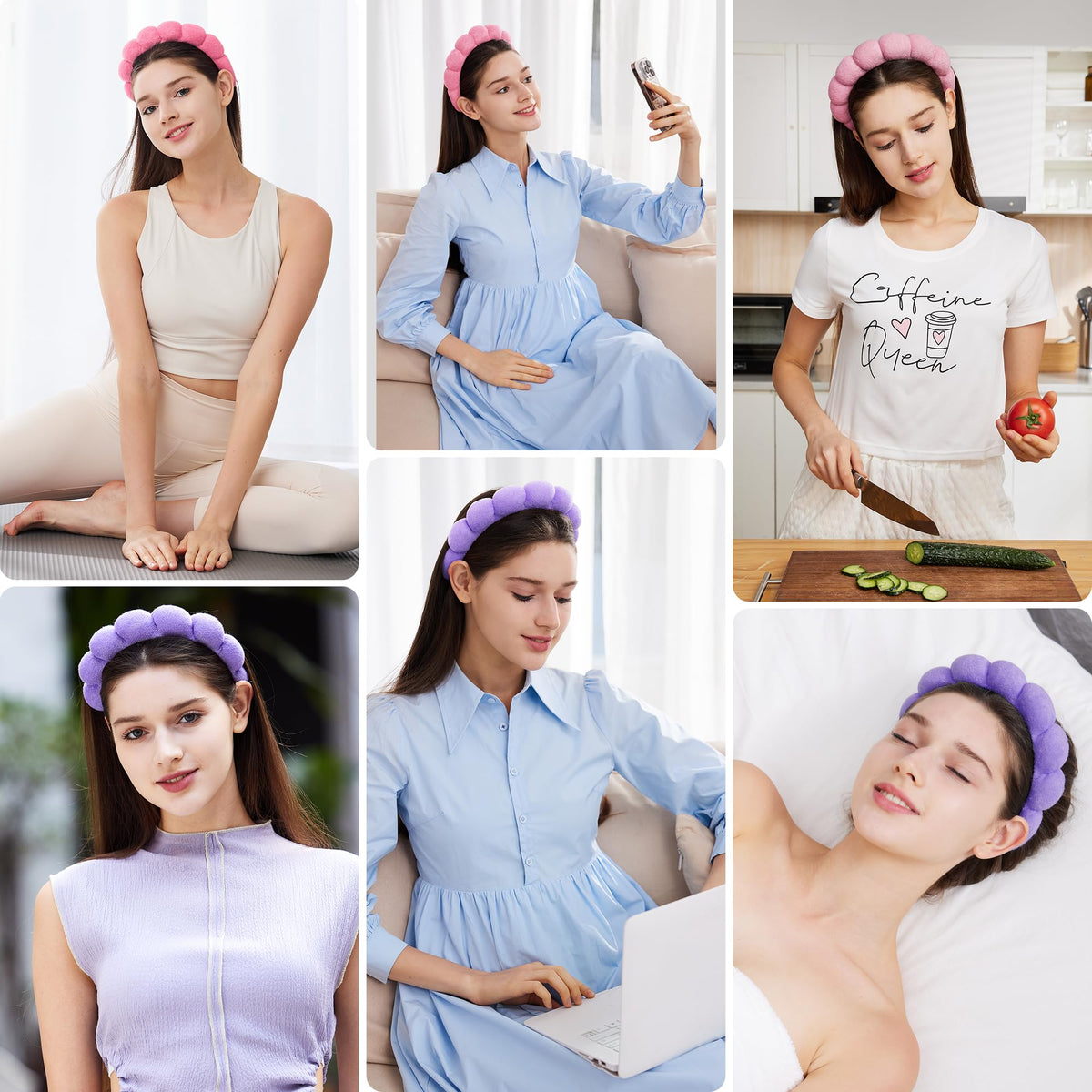 Ztomine headband in use during face wash keeping hair dry and tidy