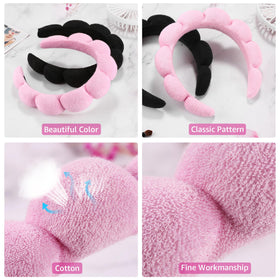 Ztomine headband worn while applying makeup for a clean forehead workspace