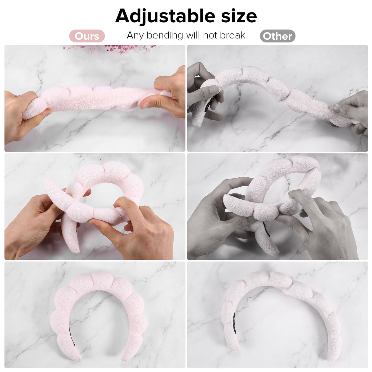 Ztomine model wearing pink headband demonstrating comfortable secure fit