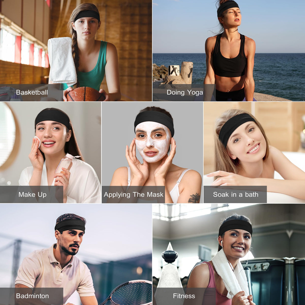Ztomine headband held in hand showing stretch and scale for universal sizing