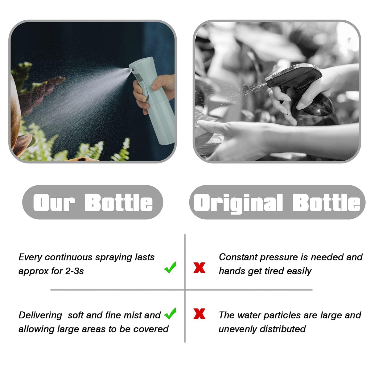 Zuhose spraying fine mist on hair for even hydration without dripping