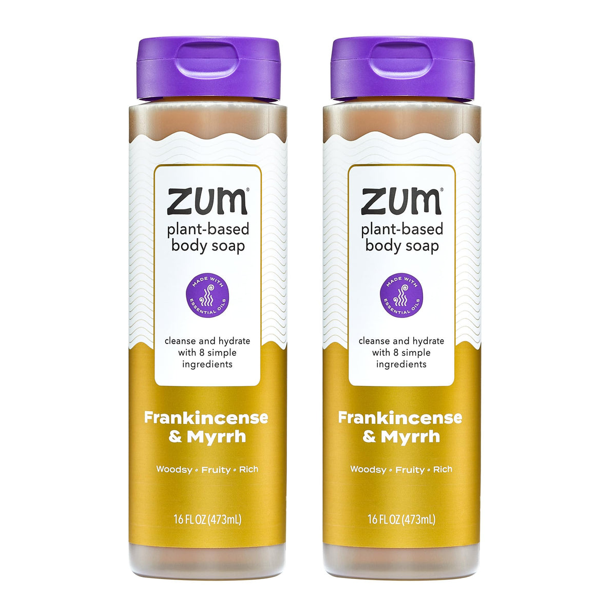 Zum bottle front packaging showing product and scent benefit