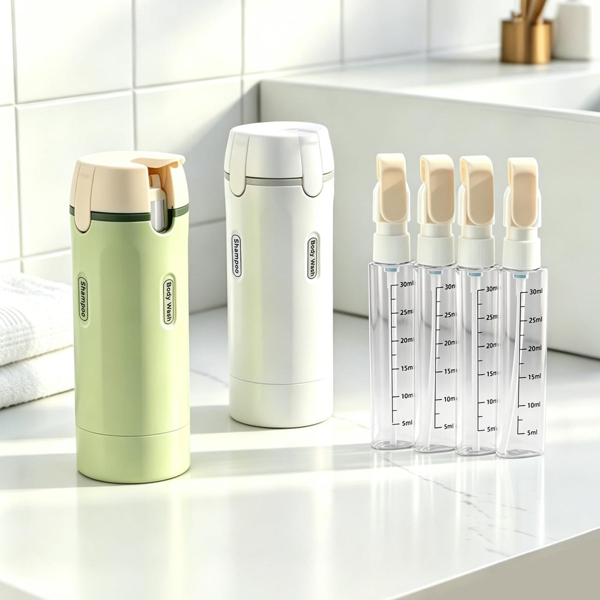 ZXAPJJD open top showing wide-mouth bottles for easy refill and fast cleaning benefit
