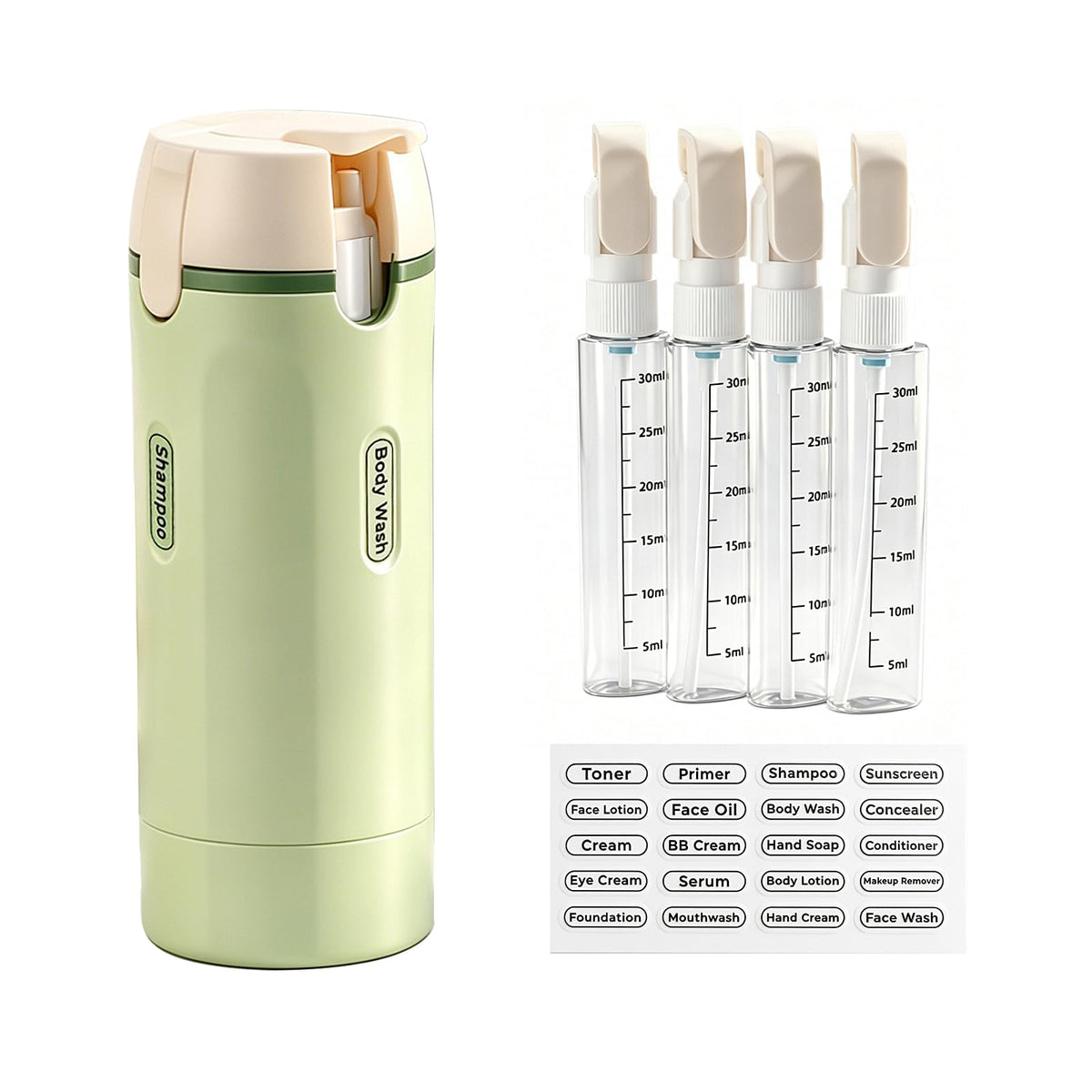 ZXAPJJD held in hand for scale comparison showing compact TSA-friendly 4×30ml benefit