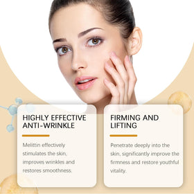 ZXZTSM label close-up showing bee venom, collagen and vitamin E ingredients