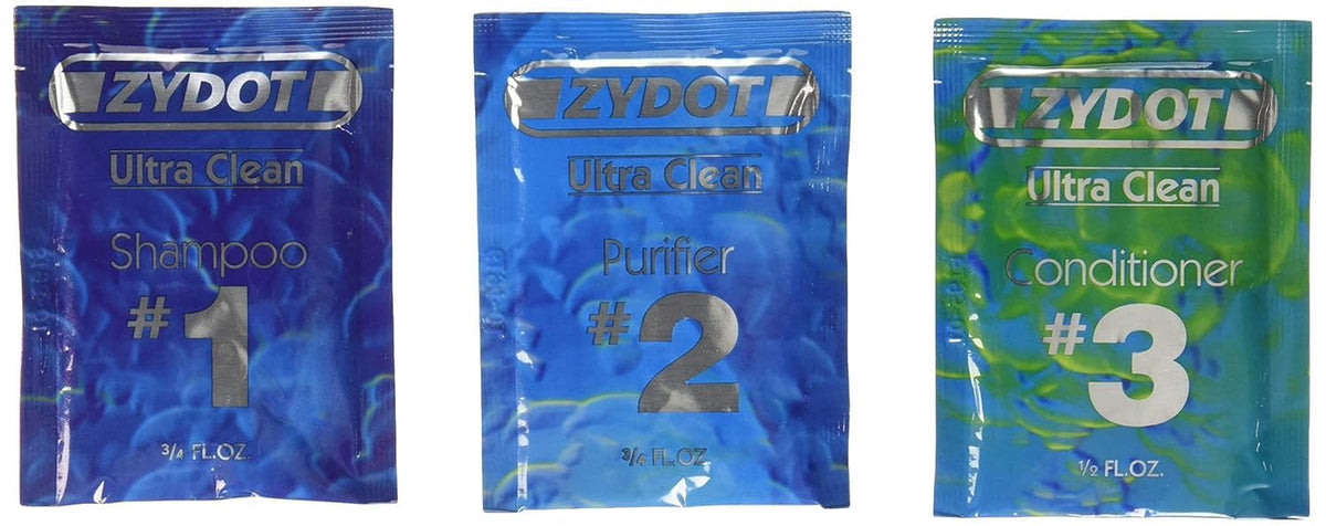 Zydot model after-use hair showing shine and manageability following the three-step routine