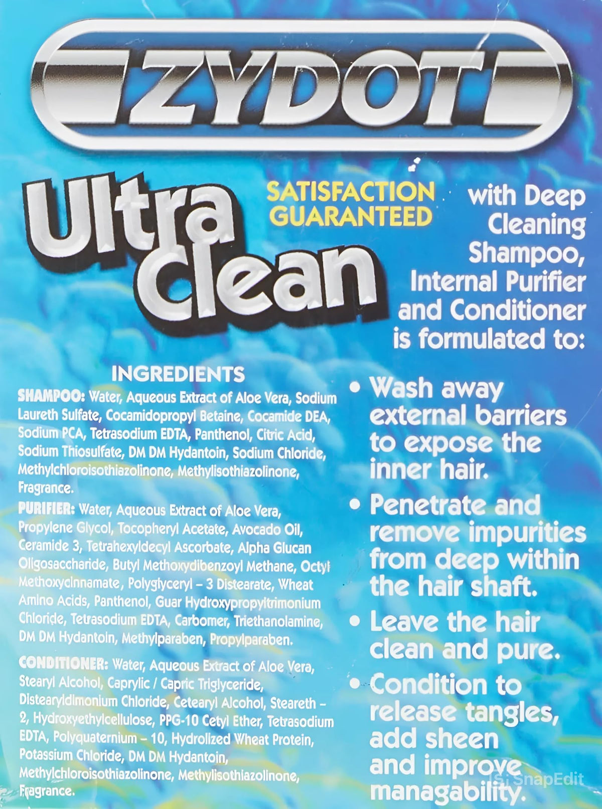 Zydot conditioner creamy pour with aloe highlighting smoothing and moisture restoration