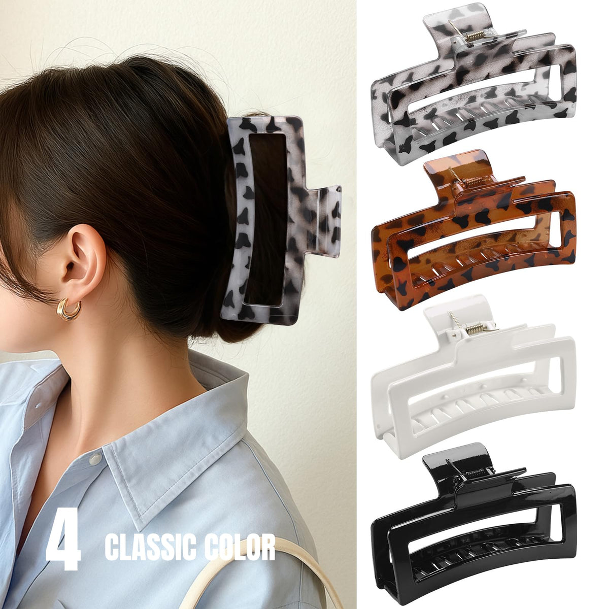 ZYTJ clip holding thick hair in a bun illustrating strong all-day hold and comfort