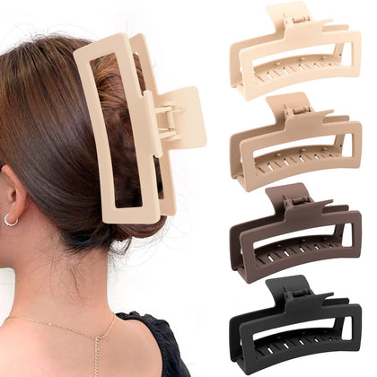 ZYTJ front view of four jumbo claw clips showing neutral colors and packaging benefit