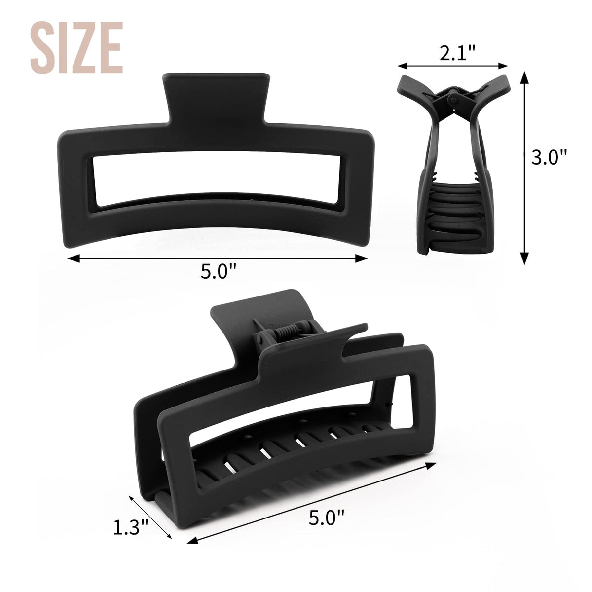 ZYTJ clip opened nearly 180 degrees to show wide capacity for long hair
