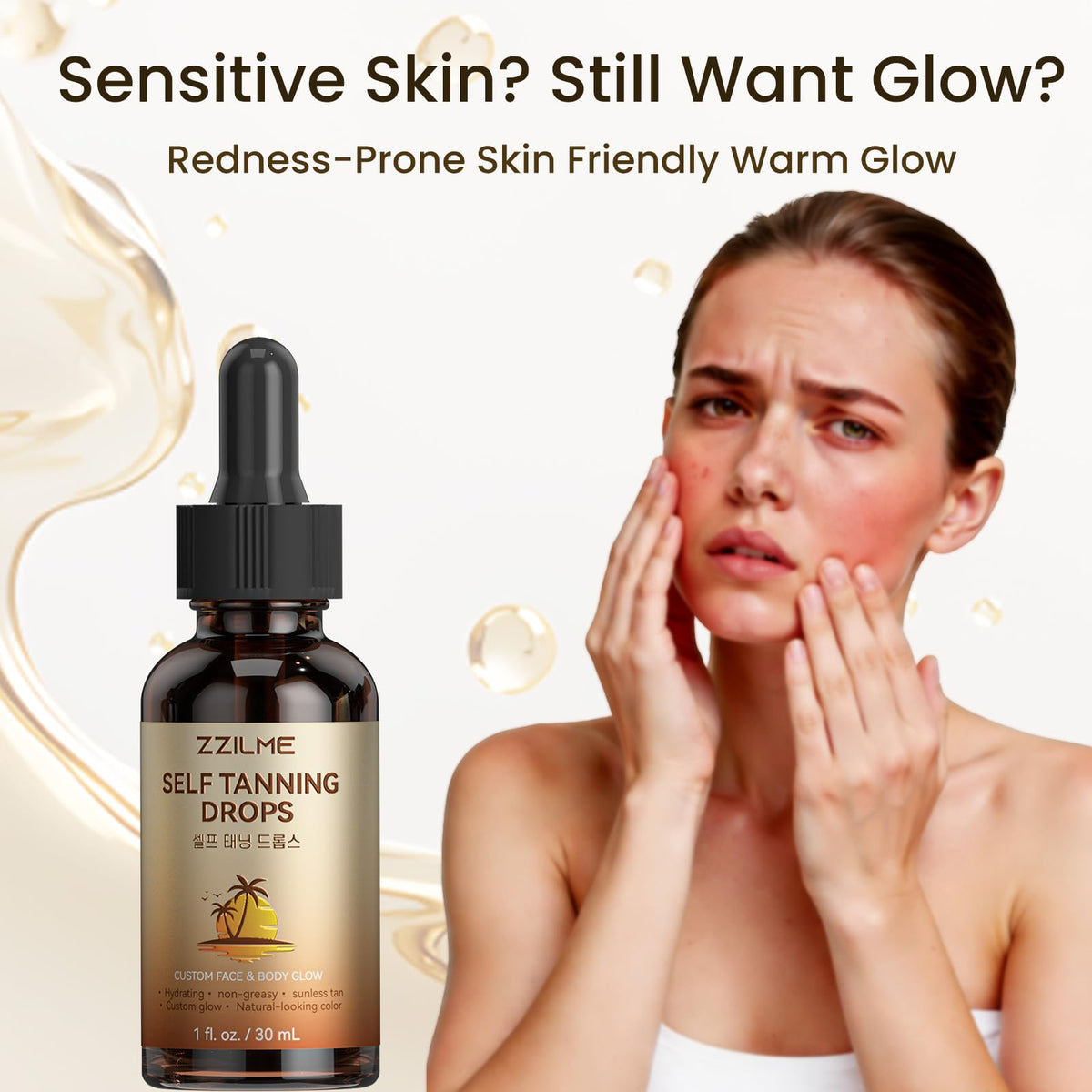 ZZILME applying on face to show streak-free blending and subtle glow
