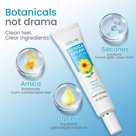 ZZILME cream on fingers ready to apply, showing lightweight hydration