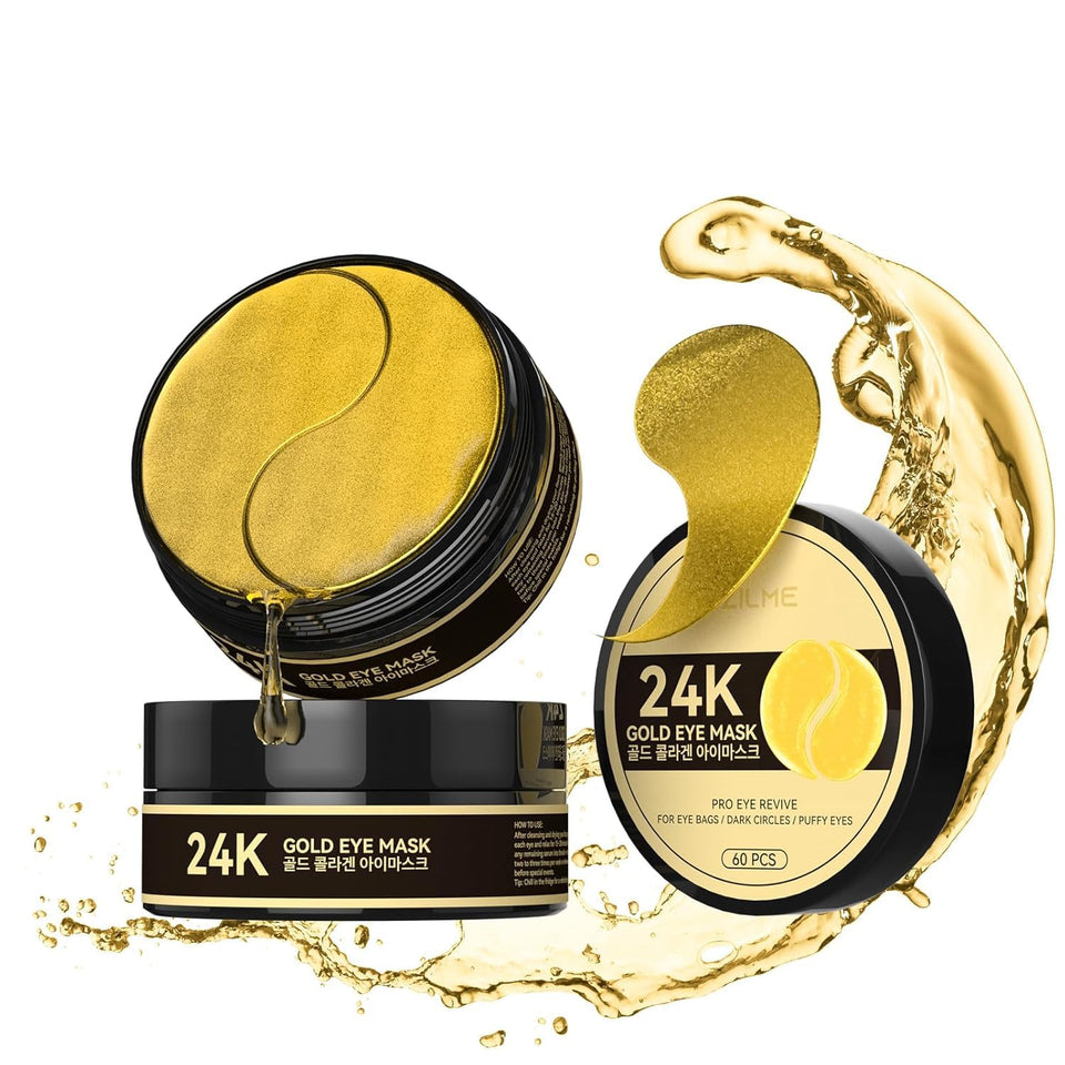 ZZILME front packaging showing 24k gold eye patches, convenient and travel-ready
