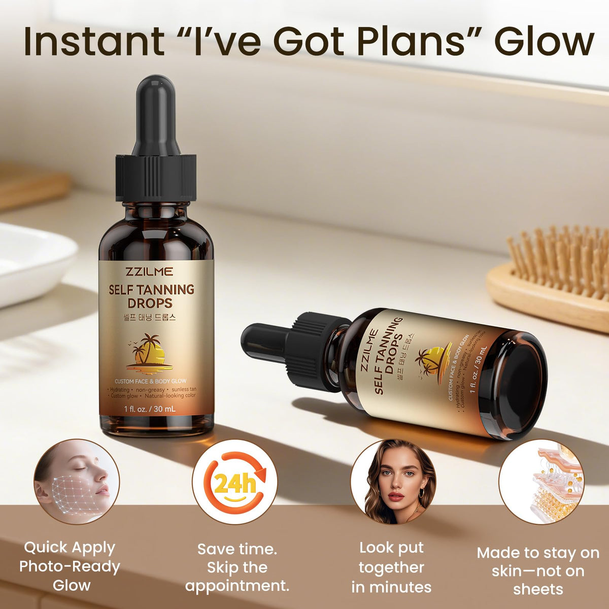 ZZILME size comparison in hand indicating travel-friendly 1.0 fl oz benefit