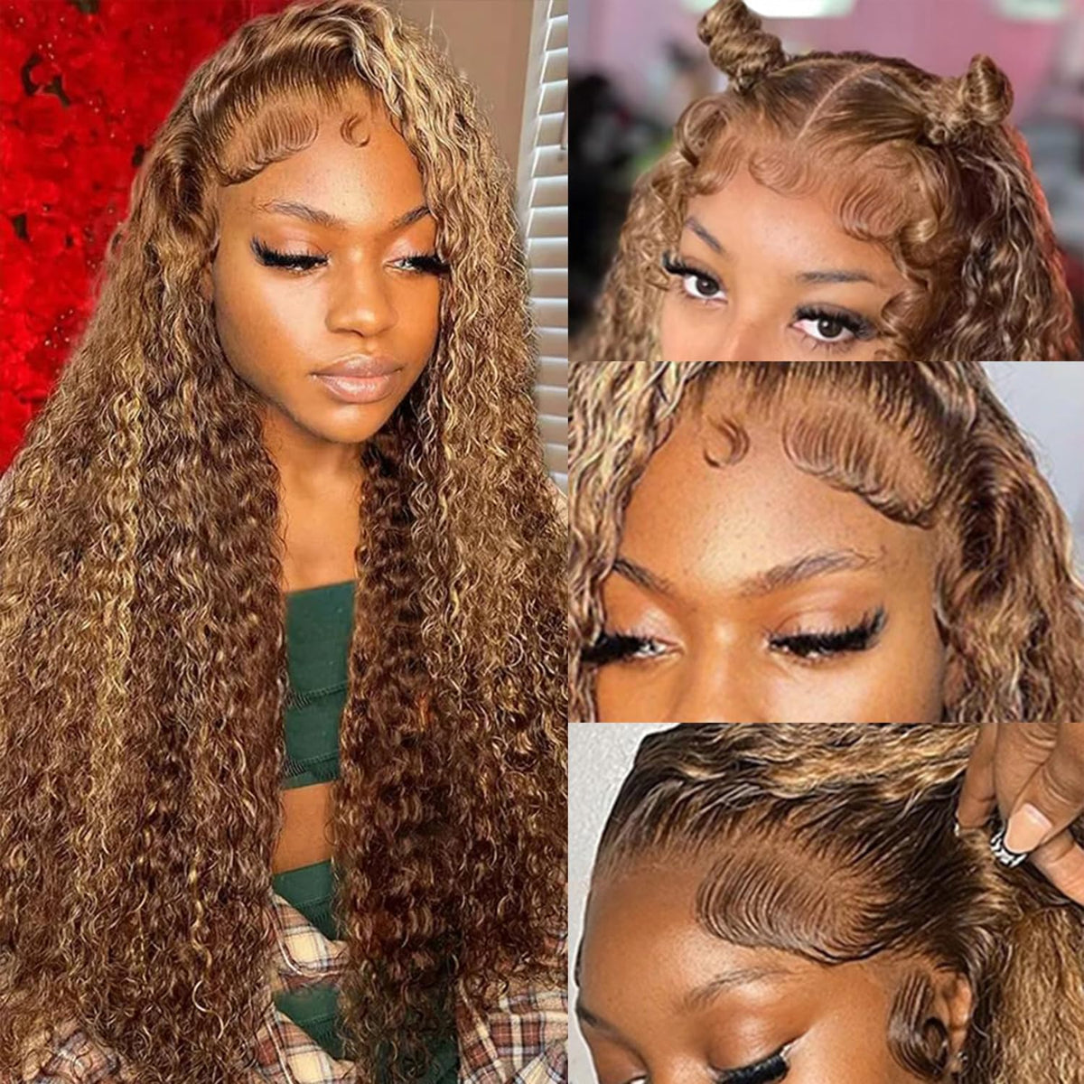 ZZMDS front view of 13x6 honey blonde wig showing natural hairline benefit